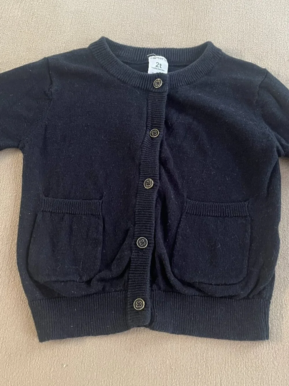 Carter's Toddler Girls Black Cardigan Sweater Long Sleeves Size 2T